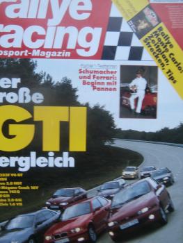 rallye racing 1/1996 Mazda 323F V6GT vs. 318ti E36/5 vs. Bravo 2.0HGT vs. Mégane Coach 16V vs. 145Q vs. Golf3 GTi