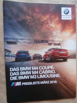 BMW M4 Coupé F82 +Cabrio F83 +M3 Limousine F80 +M Competion Paket März 2018