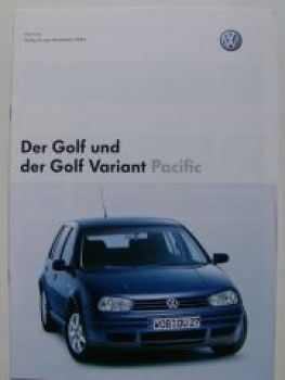 VW Preisliste Golf und Variant Pacific Januar 2003 1J1 1J5