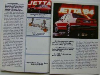 VW Jetta Prospekt 19E Infoheft 1984 Rarität
