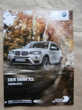 BMW X3 F25 xDrive20i 28i 35i sDrive18d xDrive20d 30s 35d August 2016