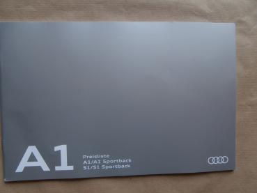 Audi A1 +Sportback +S1 Typ 8X 1.0TFSI ultra 1.4TFSI 1.8TFSI 1.4TDI 1.6TDI Preisliste im März 2018