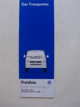VW Preisliste Transporter T4 November 1996 70XA