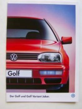 VW Golf3 & Variant Joker Prospekt 1H1 1H5 Dezember 1996