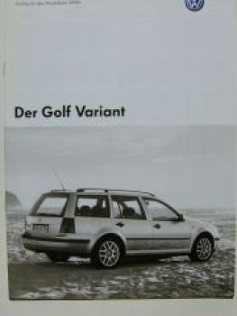 VW Preisliste Golf4 Variant 1J5 Oktober 2005