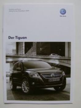 VW Preisliste Tiguan Typ 5N Januar 2009 NEU