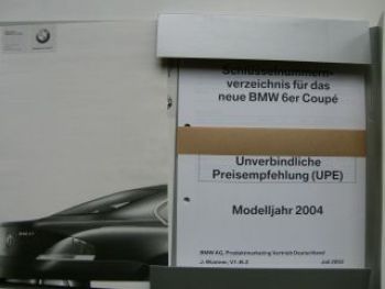 BMW 6er Coupe E63 645Ci Argumenter Mappe 2003 NEU