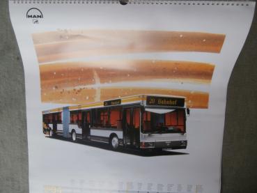 MAN Kalender 1994 47x50cm M19.502 mit Aero Paket +Niederflur Gelenkbus NG272 +MAN Unterflurbus 19.372