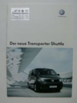 VW T5 Transporter Shuttle Prospekt Dezember 2003
