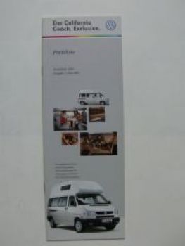 VW Preisliste California Coach.Exclusive T4 Mai 1999 NEU