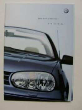 VW Golf4 Cabriolet Classicline Prospekt Oktober 2001 NEU 1E7