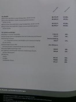 VW Preisliste Passat W8 Dezember 2001 NEU