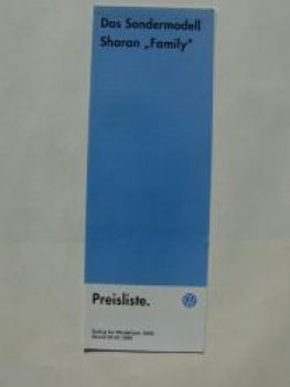 VW Preisliste Sharan Family März 1999 7M8
