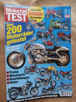 MO Motorrad TEST Sonderheft 2002 über 200 Motorräder getestet Kaufberater u.a. mit BMW F 650CS,Suzuki SV 650S