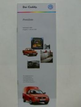 VW Preisliste Caddy Januar 2001 9K9A 9K9B