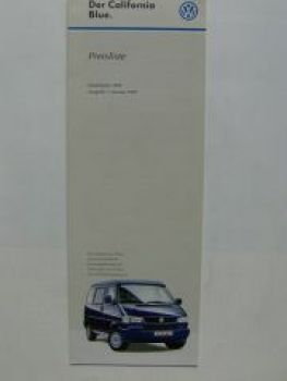 VW Preisliste T4 California Blue Januar 1999