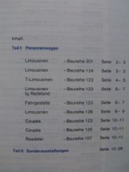 Mercedes Benz Preisliste Nr.44 4/1985 W123 W124 R107 W126