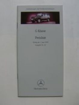 Mercedes Benz Preisliste G-Klasse Juni 1999 Nr.22 BR461 BR463