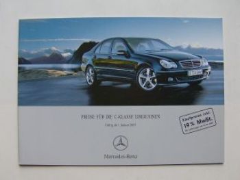 Mercedes Benz Preisliste C-Klasse Limousinen BR203 Januar 2007