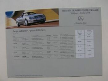 Mercedes Benz Preisliste CLK-Klasse Cabrios BR209 Februar 2003