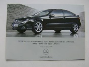 Mercedes Benz Preisliste C-Klasse Sport Edition 1/2007 BR203