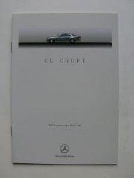 Mercedes Benz UK Price List CL Coupe W140 Dezember 1999