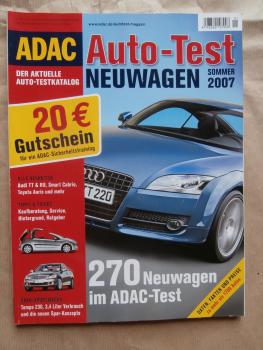 ADAC Auto-Test Neuwagen Sommer 2007 u.a. 207CC, Audi TT,R8,Smart Cabrio, Toyota Auris,BR204,