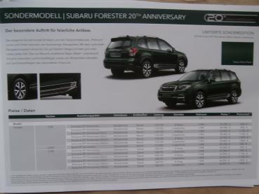 Subaru Forester 20th Anniversary Katalog Februar 2018 Rarität