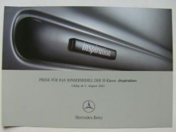 Mercedes Benz Preisliste M-Klasse Inspiration BR163 August 2002