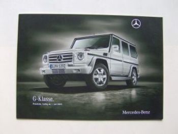 Mercedes Benz Preisliste G-Klasse BR463 Juli 2009 NEU