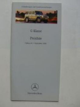 Mercedes Benz Preisliste G-Klasse BR463 September 2001