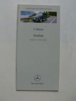 Mercedes Benz Preisliste G-Klasse BR463 Februar 2001