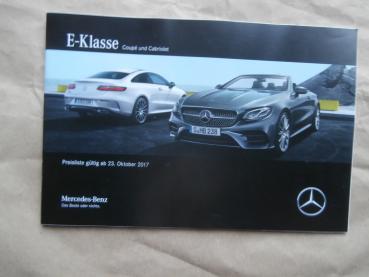 Mercedes Benz E-Klasse Coupé +Cabriolet BR238 Preisliste E220d E350d 4Matic E200 E300 E350 E400 23.10.2017