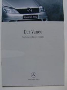 Mercedes Benz Vaneo Technische Daten:Kombi 21.8.2001