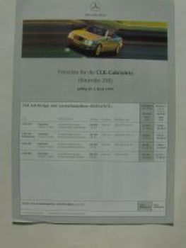 Mercedes Benz Preisliste CLK-Cabriolets W208 Juni 1999