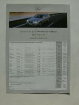 Mercedes Benz Preisliste E-Klasse T-Modelle W210 Februar 1999