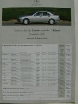 Mercedes Benz Preisliste C-Klasse BR202 Januar 2000 NEU
