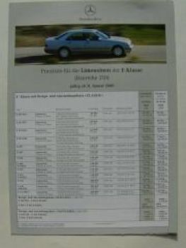 Mercedes Benz Preisliste E-Klasse Limousine  W210 Januar 2000