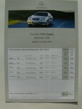 Mercedes Benz Preisliste CLK-Coupès BR208 Januar 2001