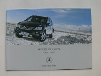 Mercedes Benz Preisliste M-Klasse BR164 Juli 2007 NEU