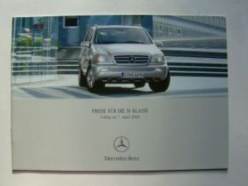 Mercedes Benz Preisliste M-Klasse BR163 +ML55 AMG April 2003