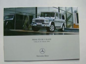 Mercedes Benz Preisliste G-Klasse BR463 Februar 2003