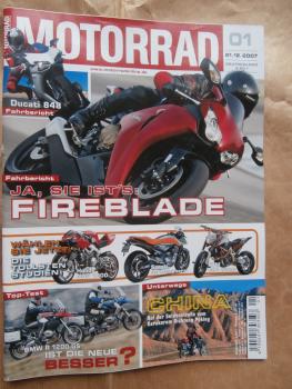 Motorrad 1/2007 BMW R1200GS alt/neu, Ducati 848,Honda Fireblade, Kawasaki ER-6f vs. Suzuki GSX 650F,