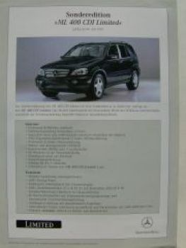Mercedes Benz Preisliste ML 400 CDI Limited B163 Juli 2001