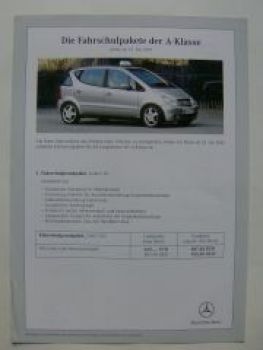 Mercedes Benz Preisliste A-Klasse BR168 Fahrschulpakete 7/2001