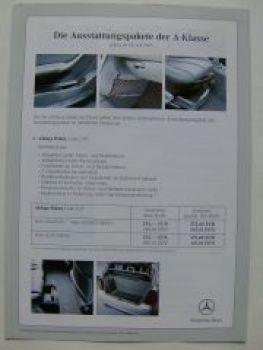 Mercedes Benz Preisliste A-Klasse BR168 Ausstattungspakete 7/200