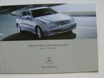 Mercedes Benz Preisliste CLK-Klasse Coupès März 2002 BR209