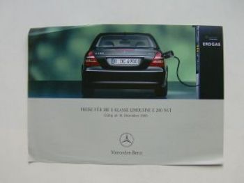 Mercedes Benz Preisliste E-Klasse Limousine BR211 E200 NGT