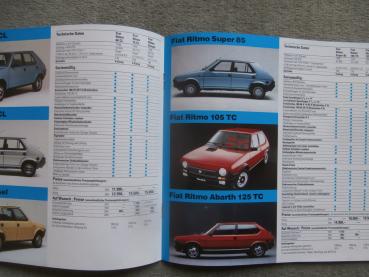 Fiat Pkw Programm Preisliste Nr.11,5/1982 126 Red,Panda Primavera,127 Super,Bertone Cabrio, X 1/9 in,Pininfarina Spider,