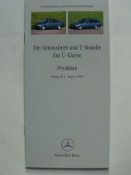 Mercedes Benz Preisliste C-Klasse W202 August 1999